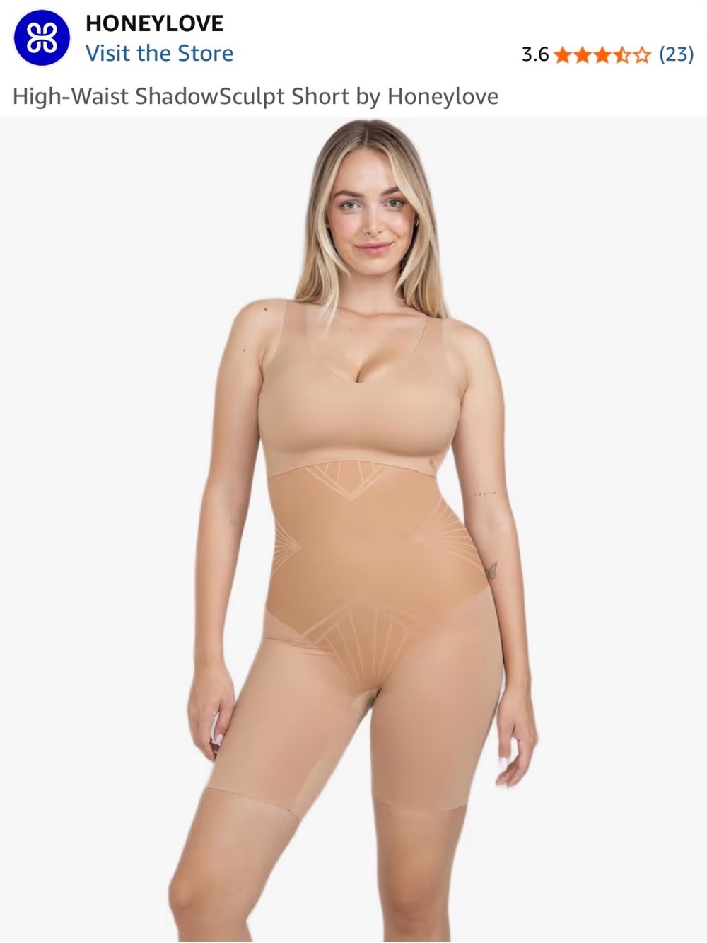 Honeylove High-Waist Sculpting Short in Nude Tan